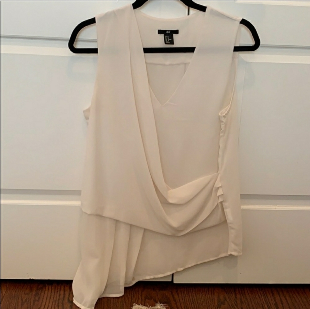 H&M white drape blouse